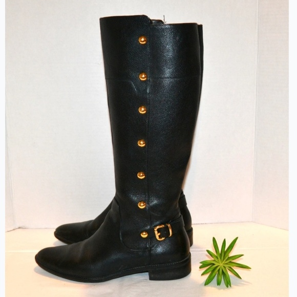 Michael Korn Leather Riding Boots with Gold Accents Size 7 - Picture 8 of 8